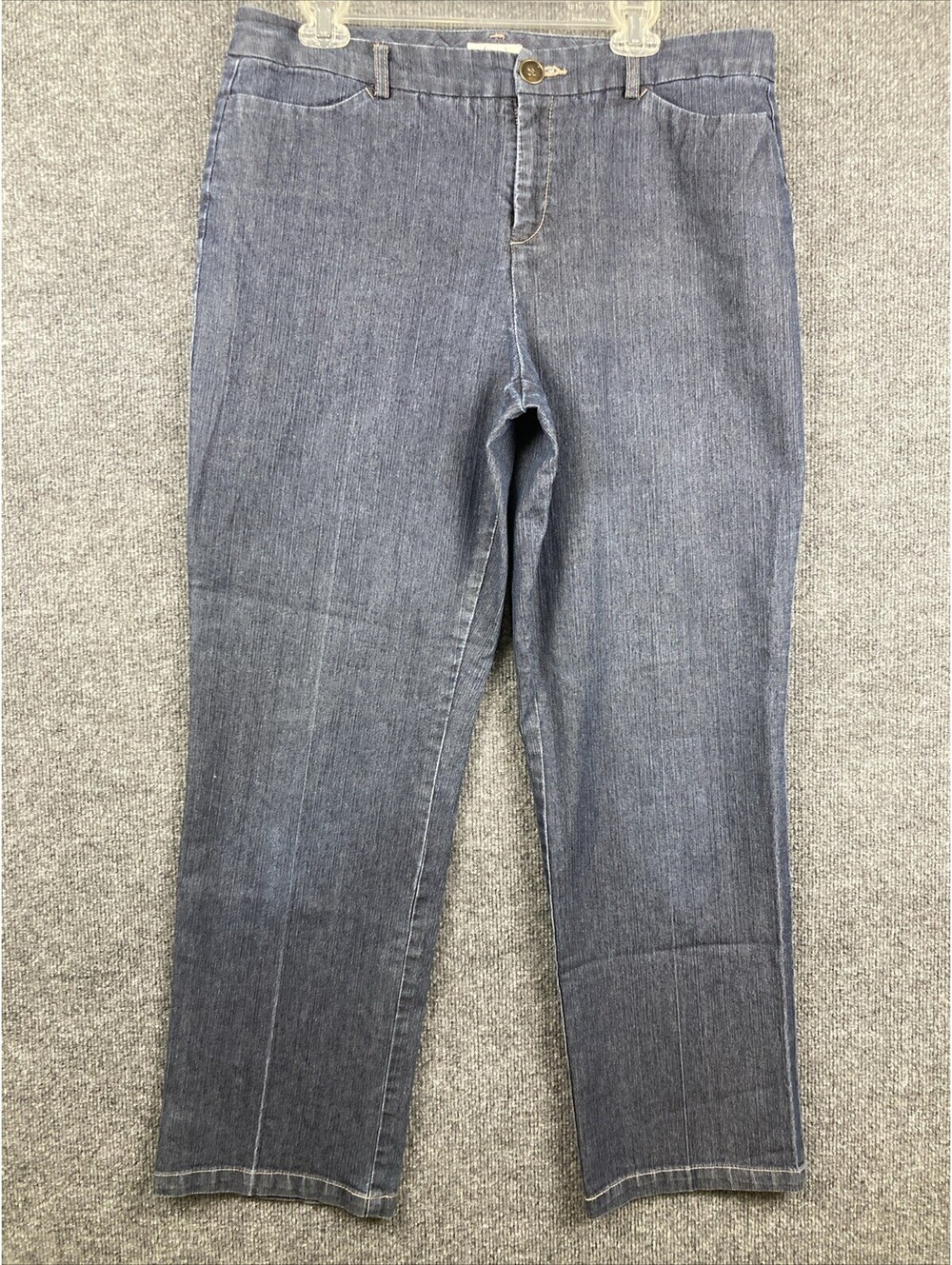 Kim Rogers Womens Size 14 Dark Wash Back Slit Pocket Denim Straight Leg Jeans
